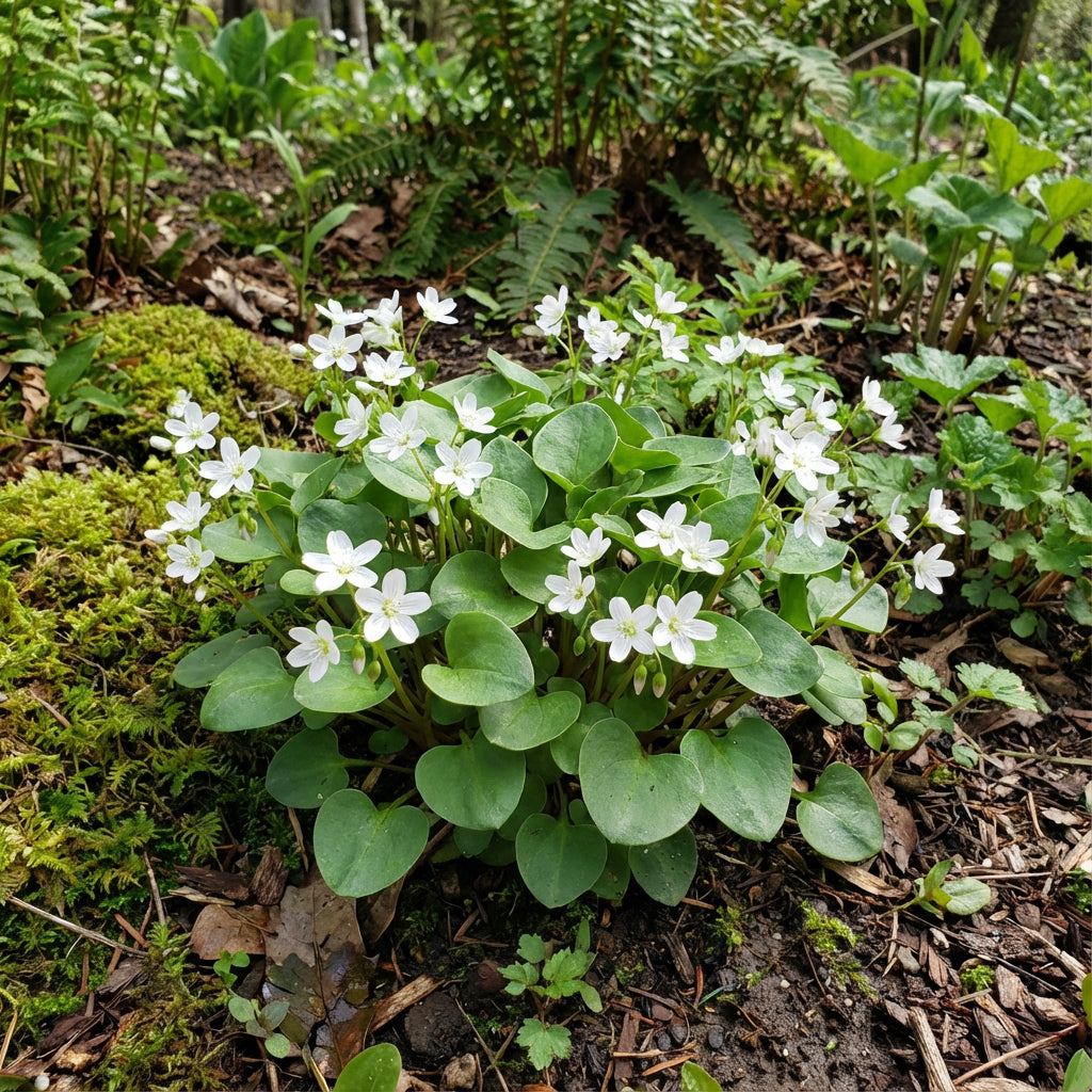 White Claytonia Sibirica Flower Seeds Planting