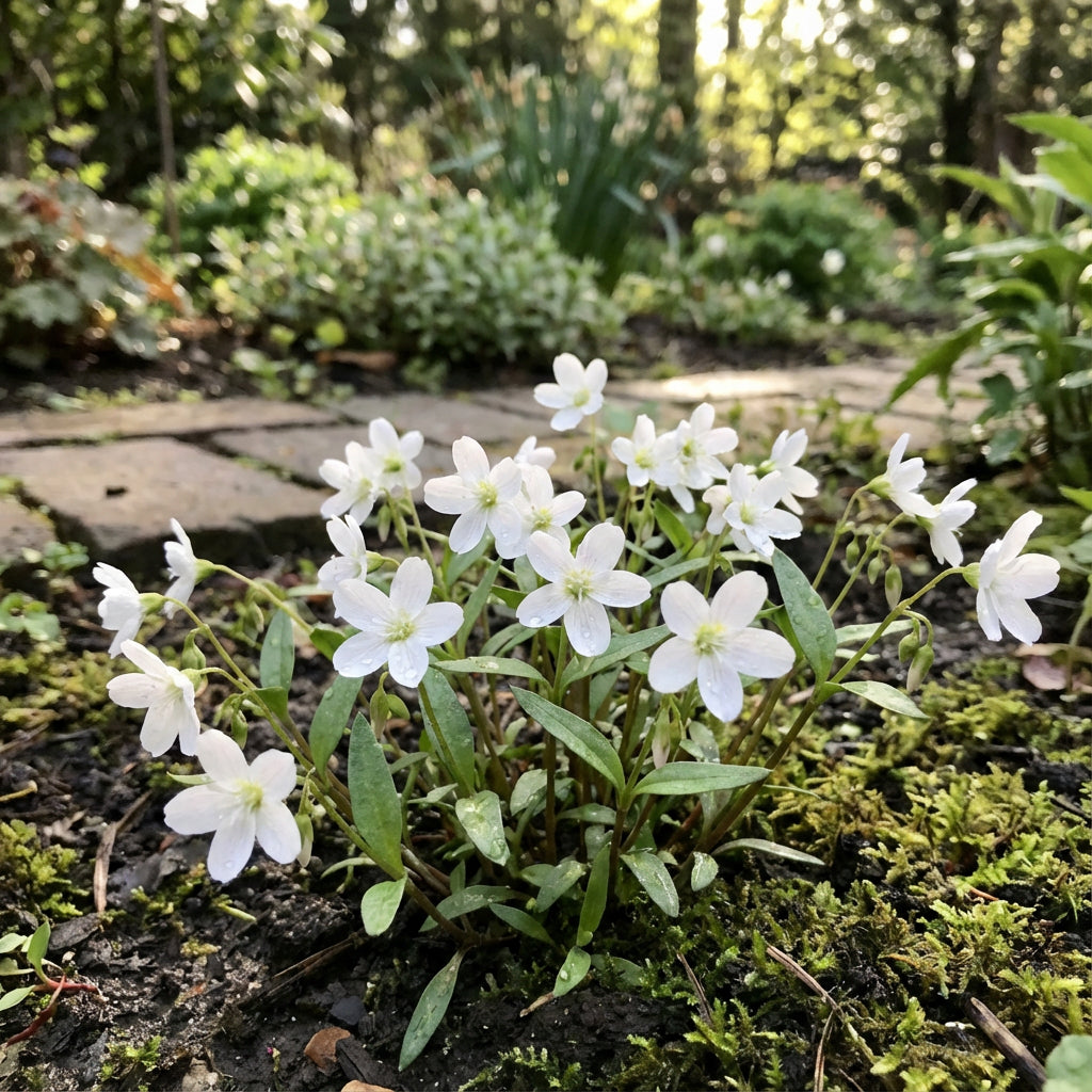 White Claytonia Sibirica Flower Seeds Planting