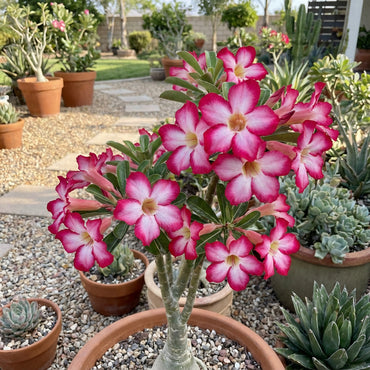 Pink and White Adenium Obesum Flower Seeds for Planting