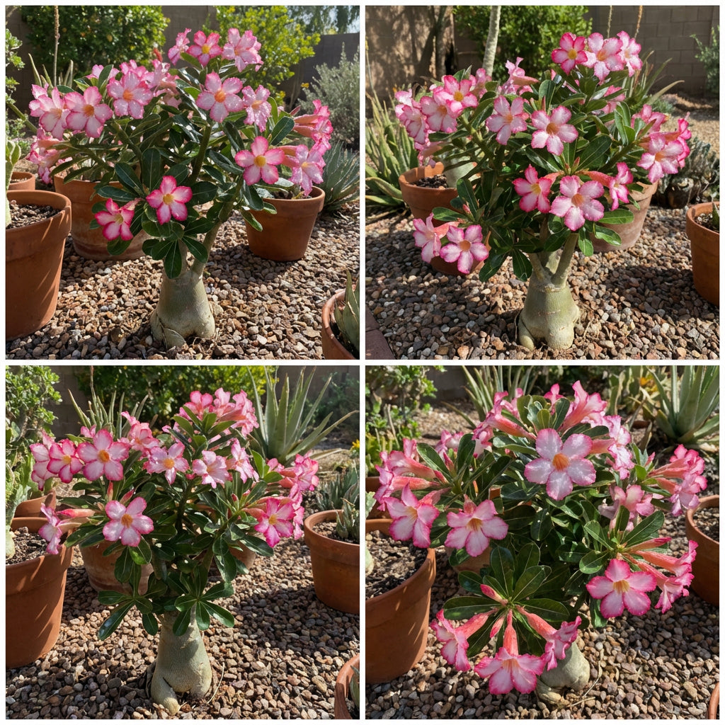 Pink and White Adenium Obesum Flower Seeds for Planting