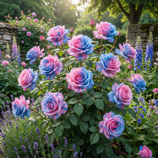 Samen für rosa und blaue Rosenblumen zum Pflanzen