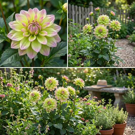 Green and Pink Dahlia Flower Seeds for Planting