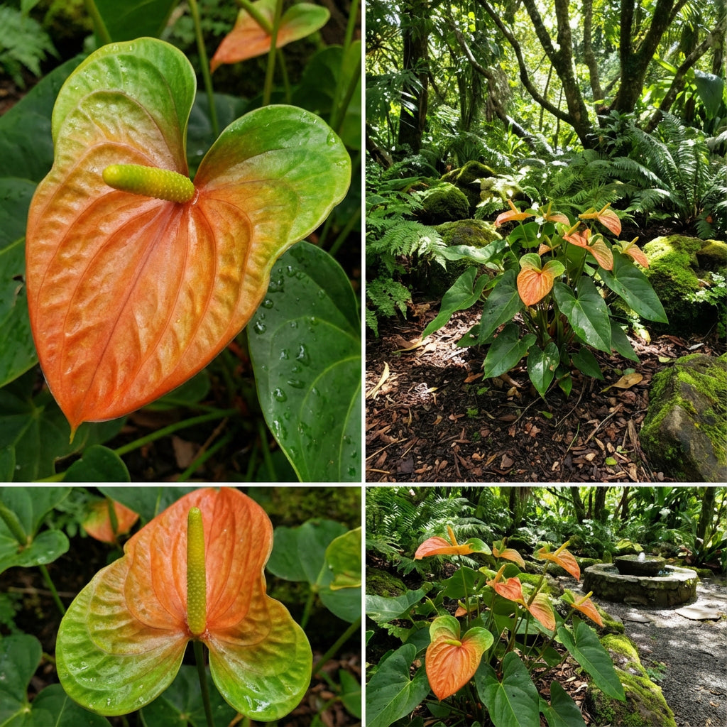 Anthurium Linden Araceae Seeds for Planting - Orange & Green Foliage