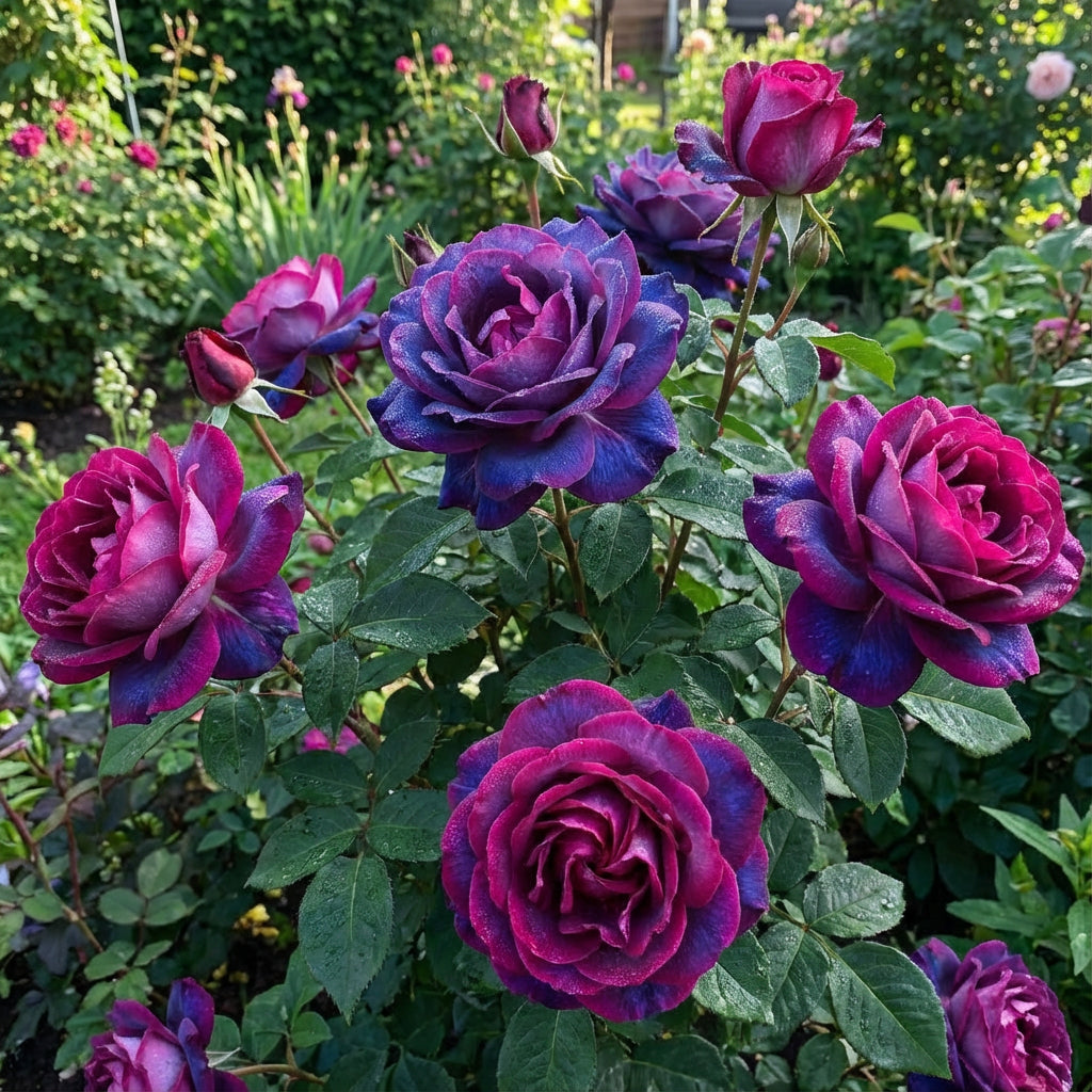 Lebendige dunkelrosa und blaue Rosenblumensamen für farbenfrohe Pflanzendisplays
