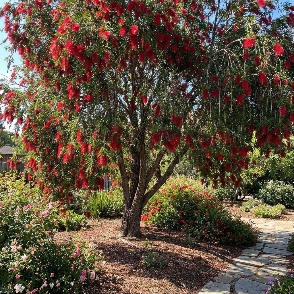 Red Weeping Bottlebrush Tree Seeds for Planting - Vibrant Red Flowers