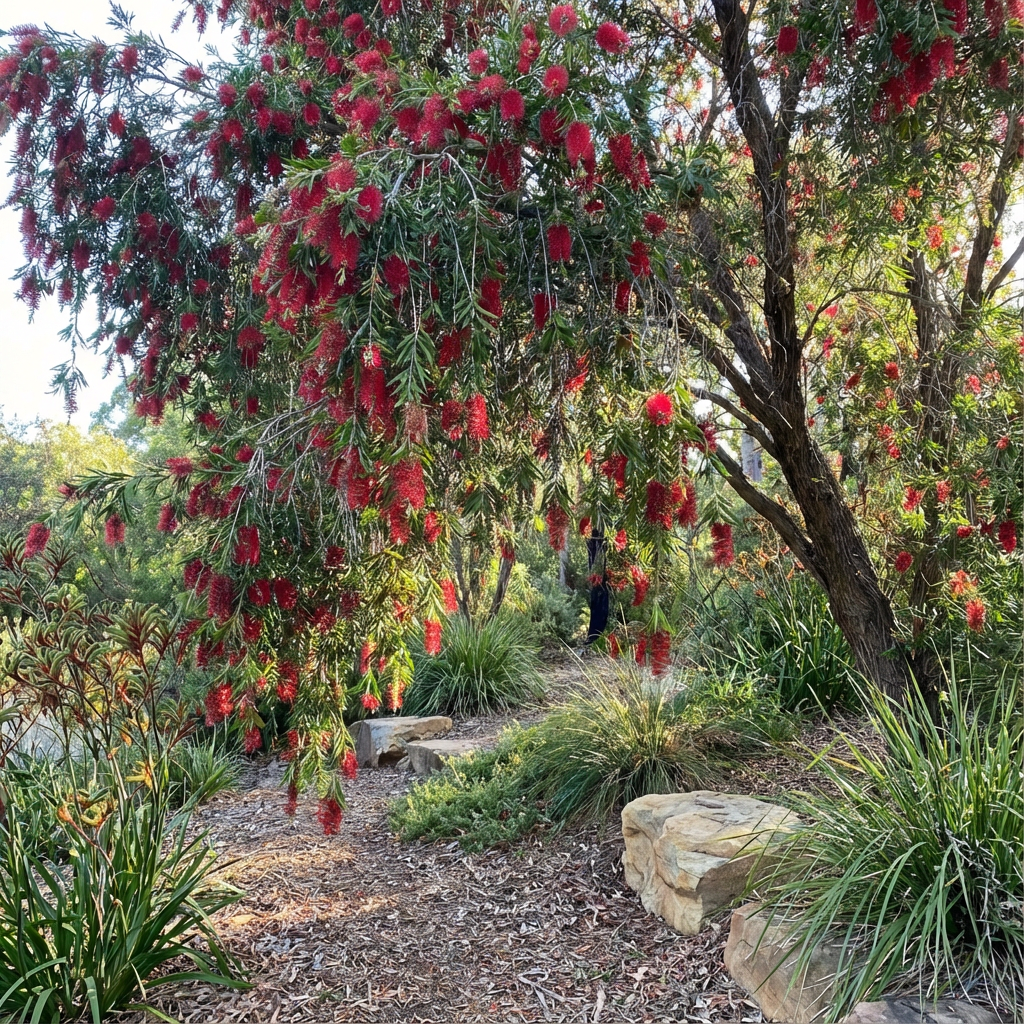 Red Weeping Bottlebrush Tree Seeds for Planting - Vibrant Red Flowers