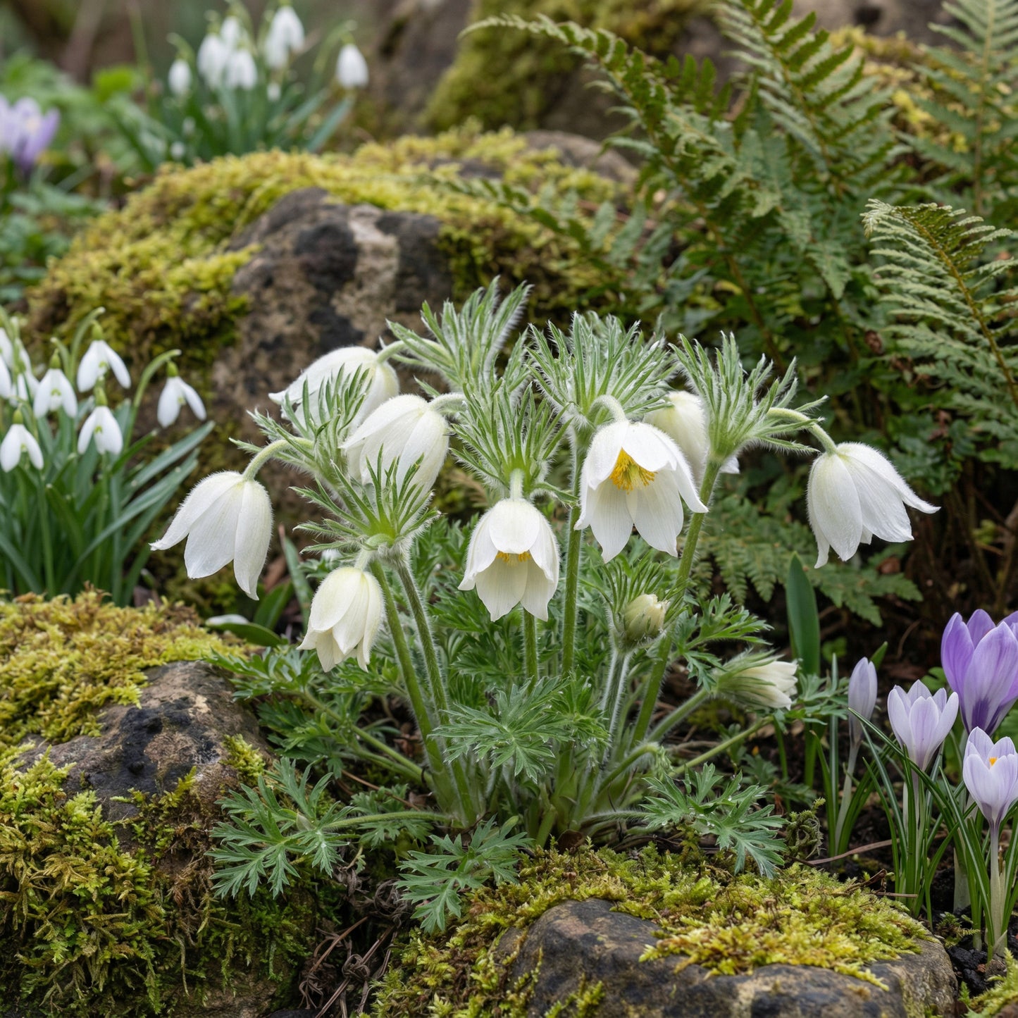 White Pasque Flower for Planting  Seeds for Elegant White Blossoms and Lush Garden Growth