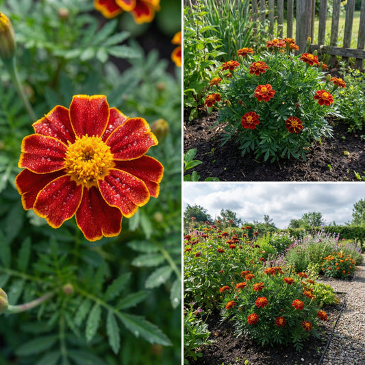 Marigold Red Marietta Flower Planting Seeds - Vibrant Garden Blooms for Colorful Landscapes