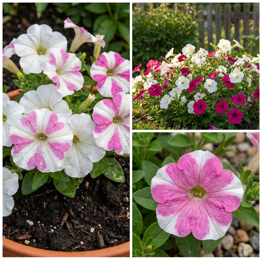 White Pink Petunia Flower Planting Seeds for Vibrant and Colorful Garden Displays
