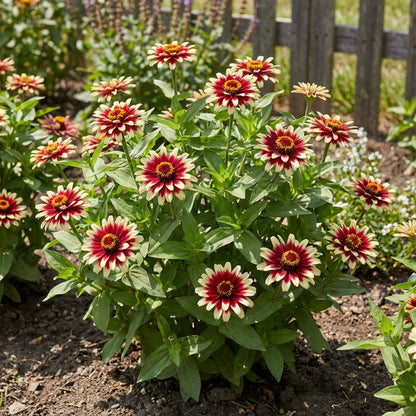 Zinnia Flower Seeds in Red and Cream for a Beautiful Garden Color pop