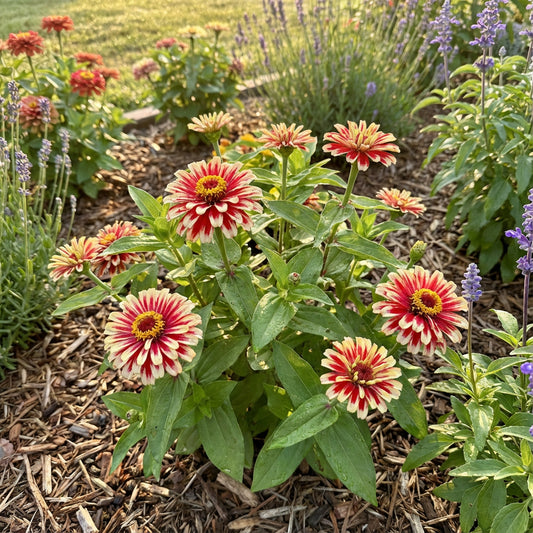 Zinnia Flower Seeds in Red and Cream for a Beautiful Garden Color pop