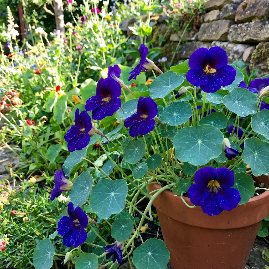 Dark Blue Nasturtium Flower Seeds for Easy Planting