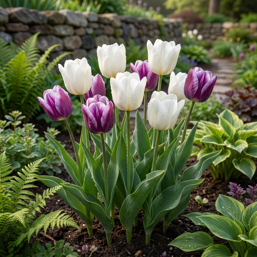 White & Violet Tulip Flower Seeds for Planting