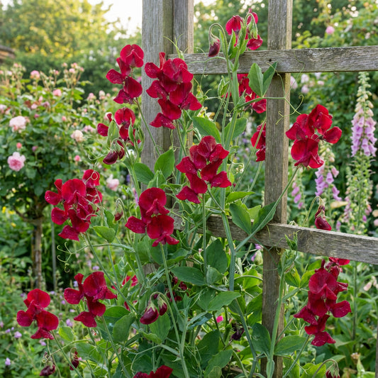 Sweet Pea Flower Planting in Deep Red - Seeds for Vibrant Blooms and Enchanting Garden Beauty