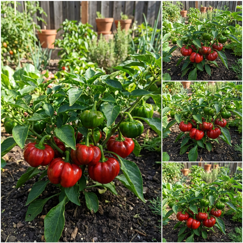 Topepo Rosso Pepper Seeds Imported Italian Heirloom Sweet Red Fruit for Garden Planting