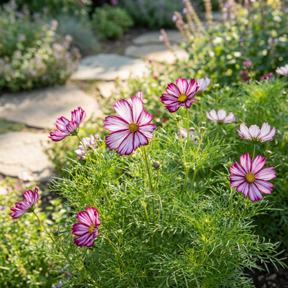 Peppermint Twist Cosmos Bi-Color Drought Tolerant Annual Flower Seeds for Long-Lasting Garden Blooms