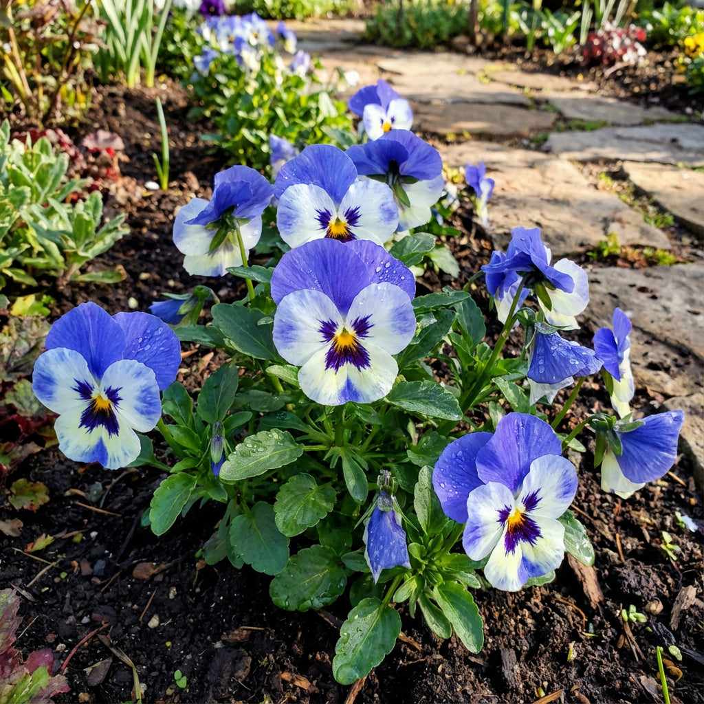 Vibrant Pansy Flower Seeds for Planting Blue and White Displays