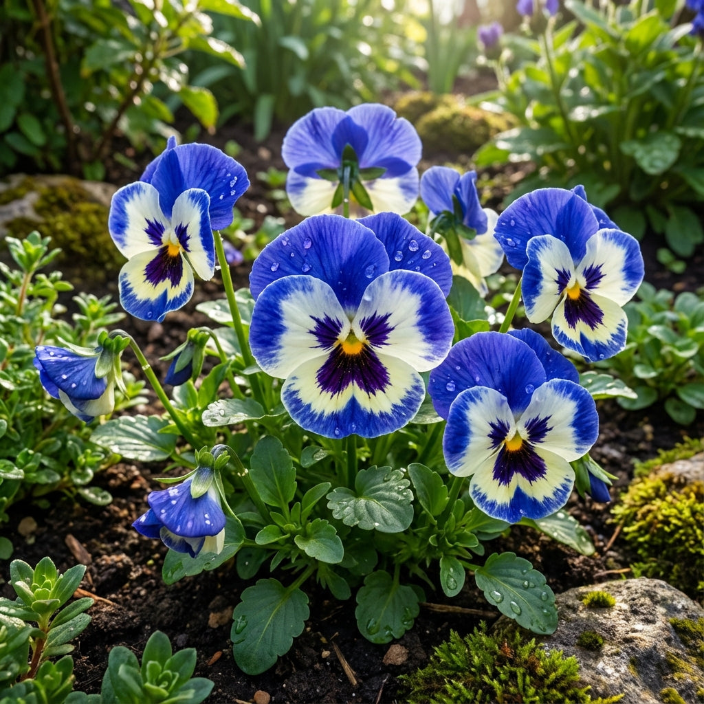 Vibrant Pansy Flower Seeds for Planting Blue and White Displays