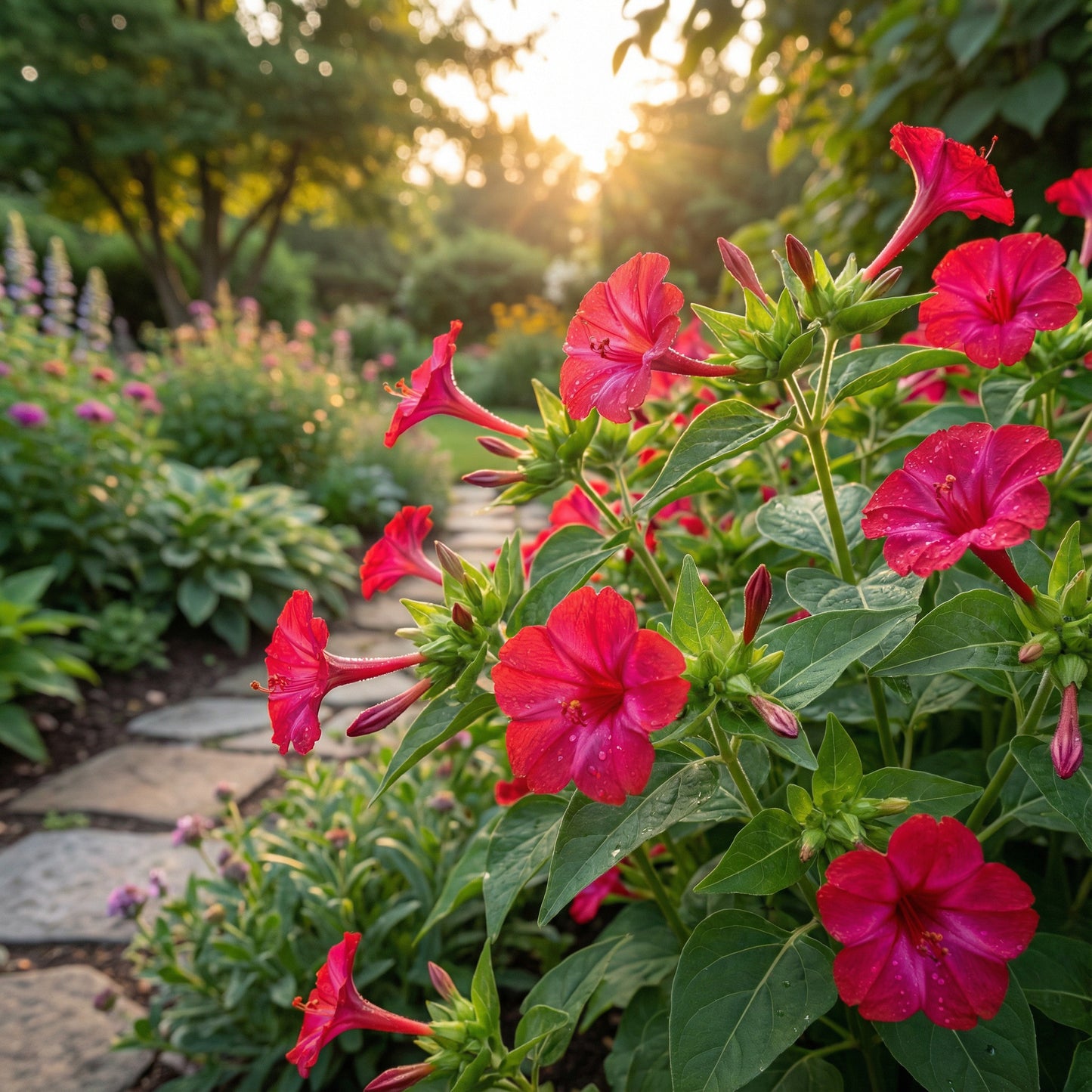 Red Mirabilis Scarlet Flower Seeds for Summer Planting