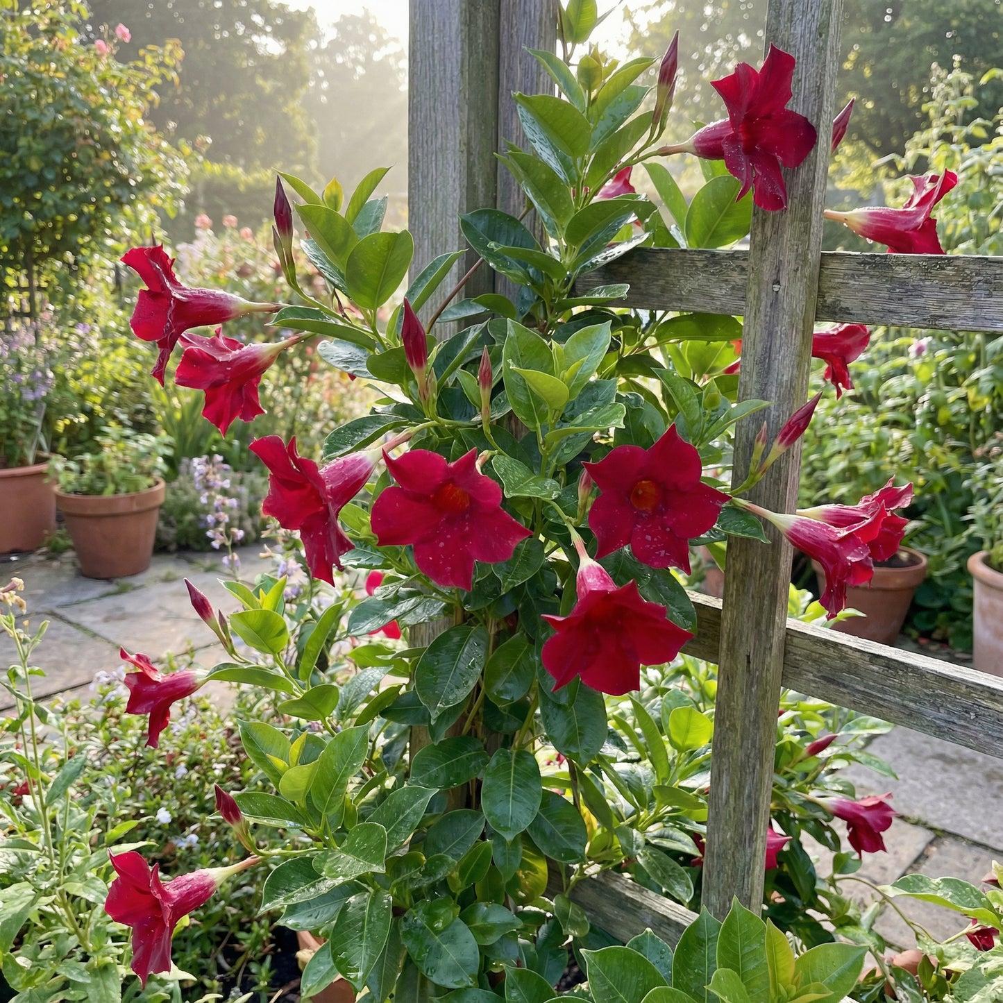 Mandevilla Red Sanderi Flower Seeds for Planting  Vibrant Climbing Blooms