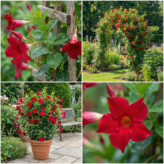 Mandevilla Red Sanderi Flower Seeds for Planting  Vibrant Climbing Blooms