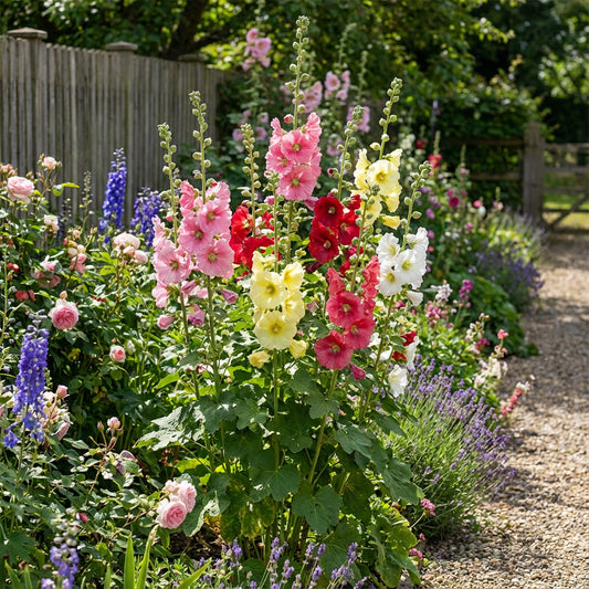 Hollyhock Mix Seeds for Planting  Vibrant Flower Garden Blooms
