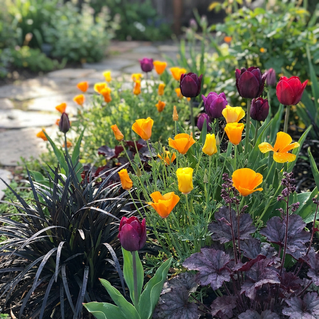 California Poppy Flower Tulip Black Seeds for Planting - Elegant Purple Tulip Flower Seeds for Stunning Gardens Planting Seeds - 1 pcs