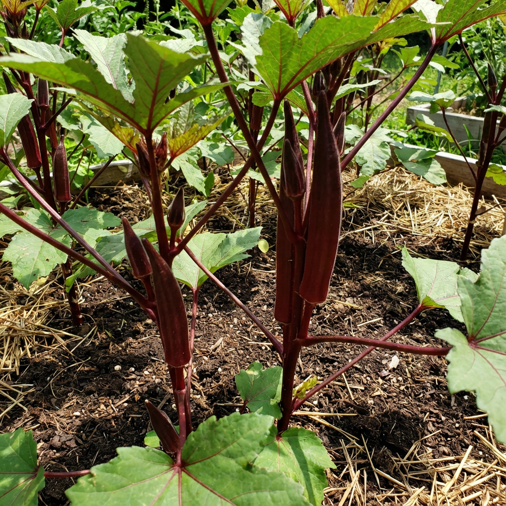 planting red okra seeds Maroon Red Okra Seeds For Easy Planting Organic Garden Seeds – Pure Asia  Seeds