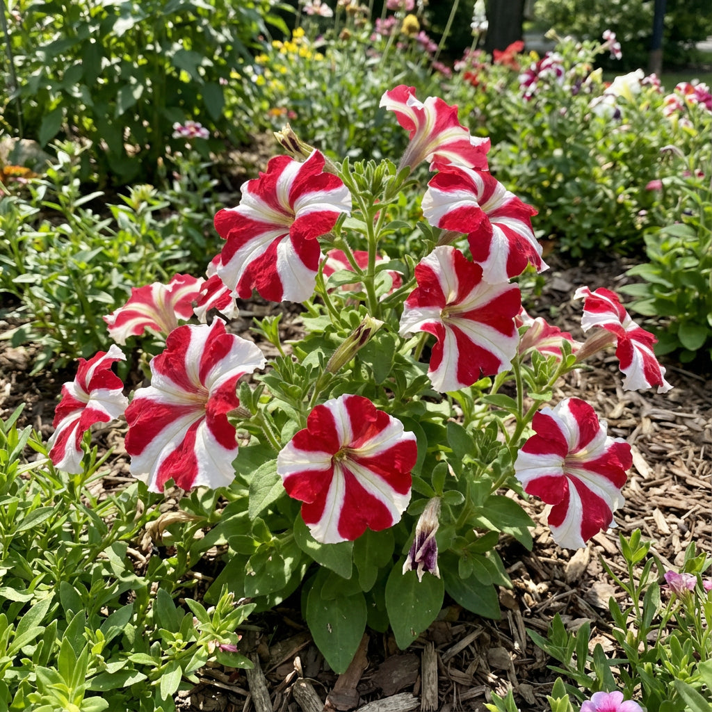 Red and White Oblique Petunia Flower Seeds for Easy Planting