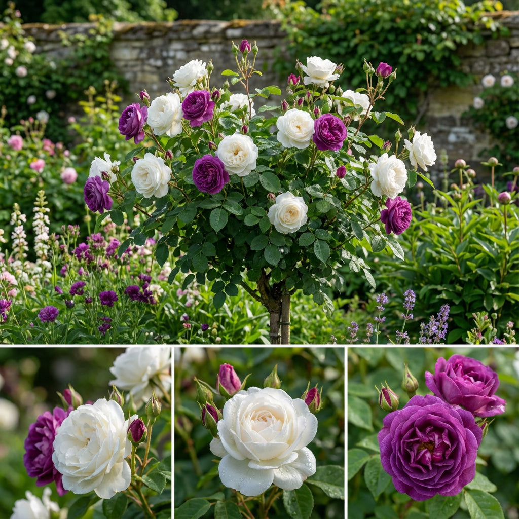 Pflanzen Sie Rose Blumensamen (Weiß & Lila) - Premium-Samen für lebendige Gartenblüten