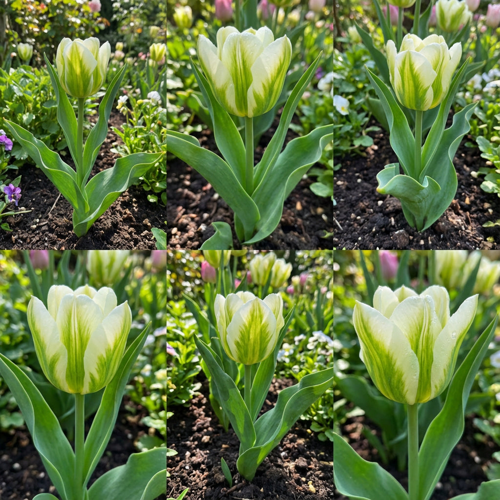 Graines de tulipe verte et blanche pour une plantation printanière éclatante