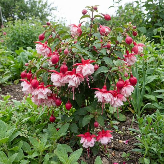 Double Petals Fuchsia Seeds - Light Pink Red Blooms for Planting