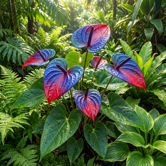 Anthurium Linden Araceae Seeds for Planting - Unique Blue & Red Anthurium Flowers - Perfect for Indoor & Outdoor Gardens