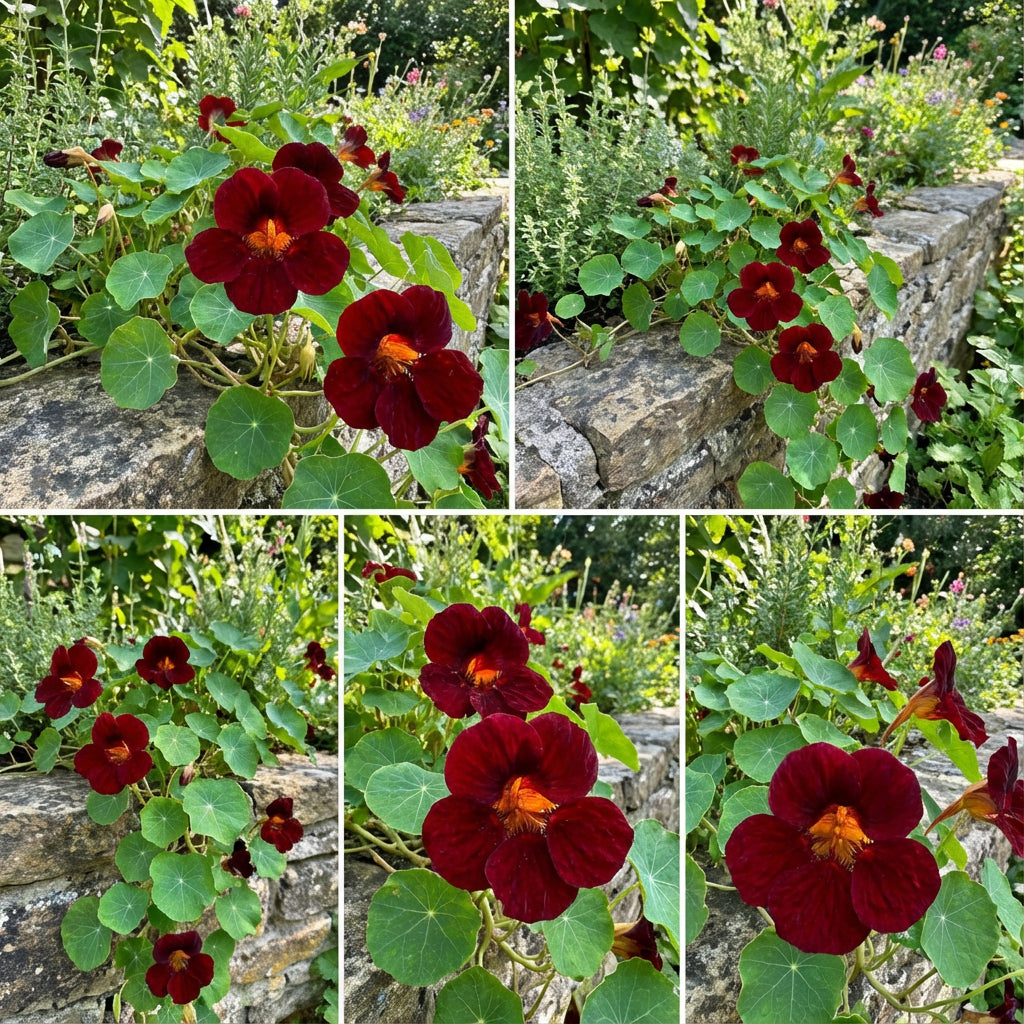 Dark Red Tropaeolum Nasturtium Flowering Seeds for Planting