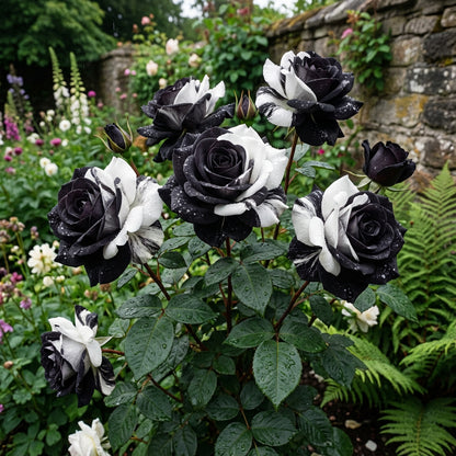 Seltene Schwarz-Weiße Rosensamen für Einzigartige Bepflanzung