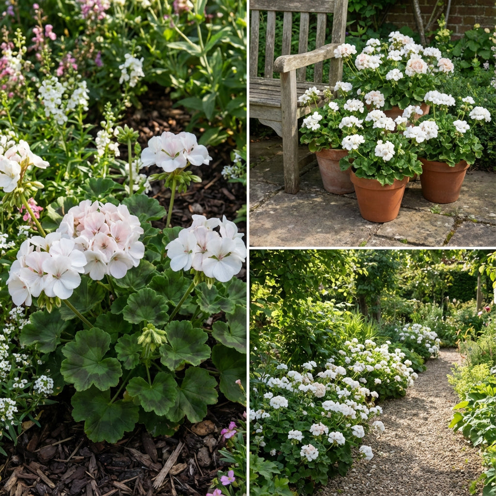 White Mix Geranium Seeds - Pelargonium Peltatum for Easy Planting