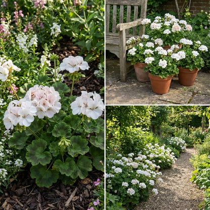 White Mix Geranium Seeds - Pelargonium Peltatum for Easy Planting