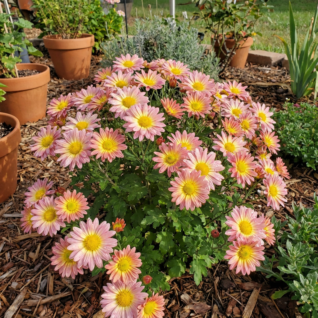 Semillas de flor de crisantemo amarillo rosado para ramos florecientes en el jardín