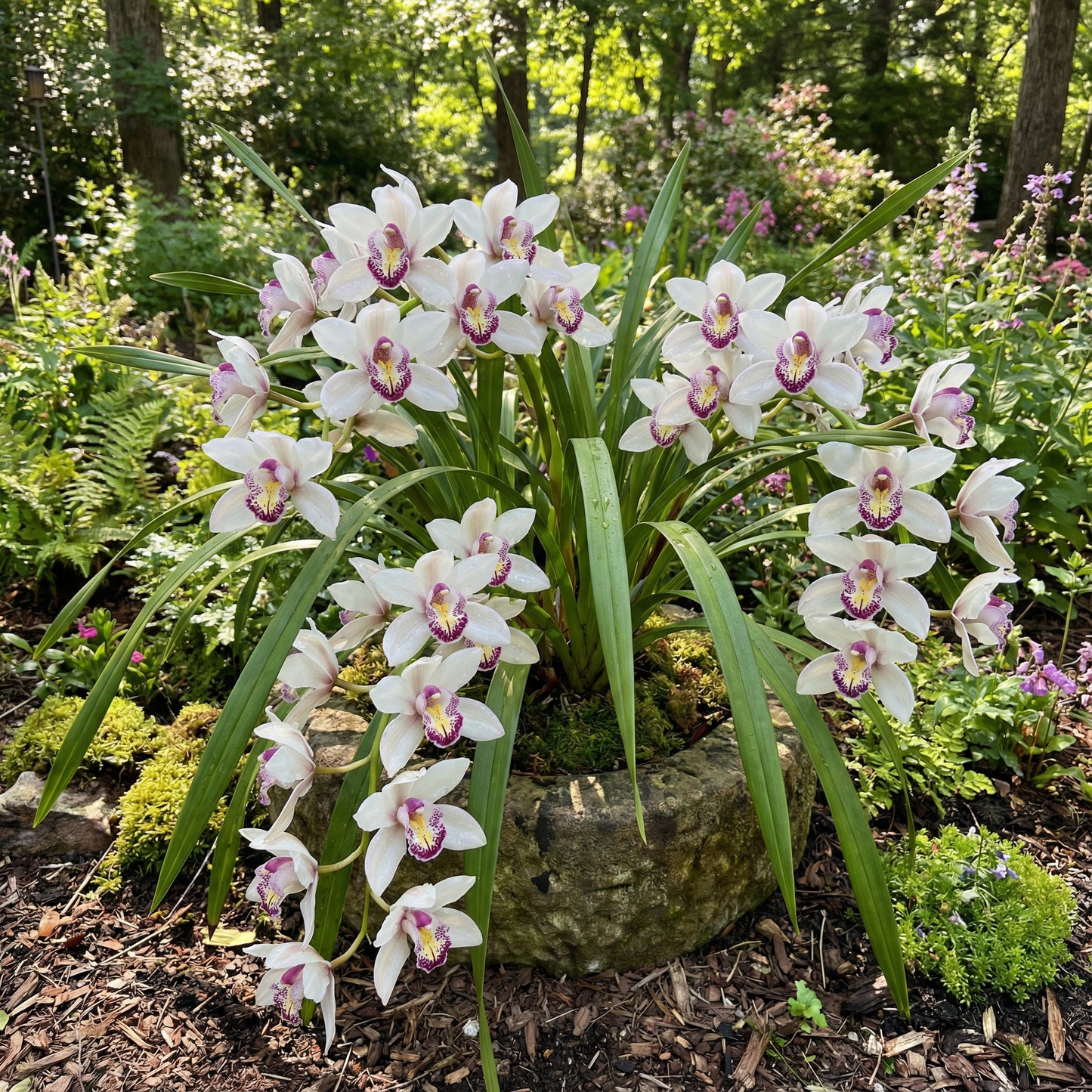 White Violet Cymbidium Flower Planting - Seeds for Thriving Blossoms in Your Garden