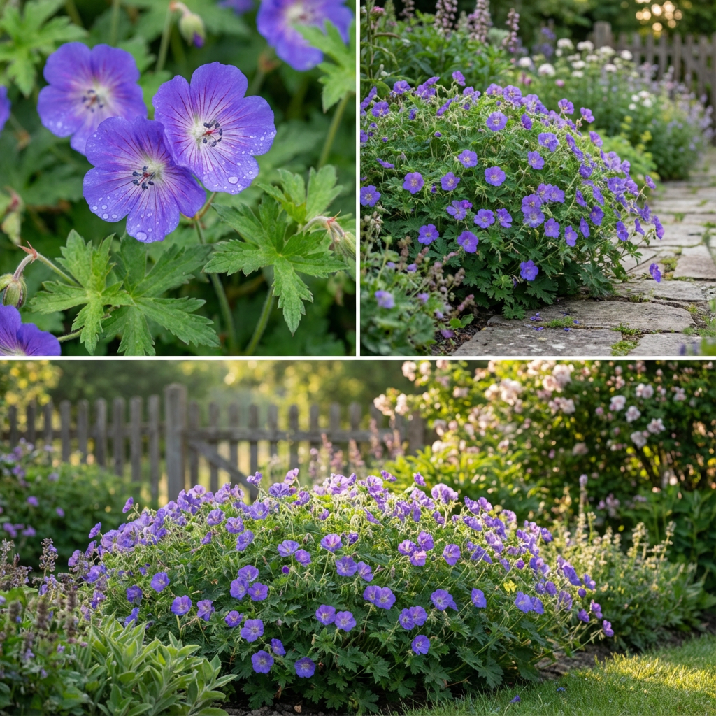 鮮やかな植え付けのための深青色ゼラニウムの花の種