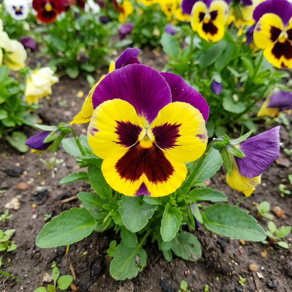 黄色三色パンジーの花の種、簡単に植えられます