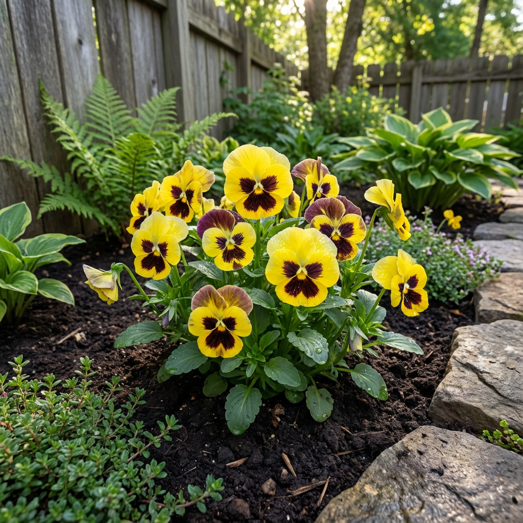 黄色三色パンジーの花の種、簡単に植えられます