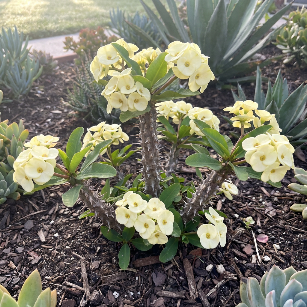 Euphorbia Milii Thorn Flower Seeds - White Mix for Easy Planting