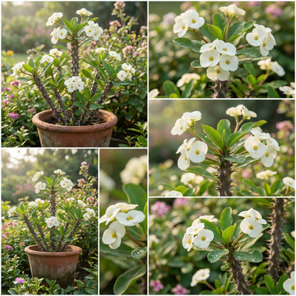 Euphorbia Milii Thorn Flower Seeds - White Mix for Easy Planting