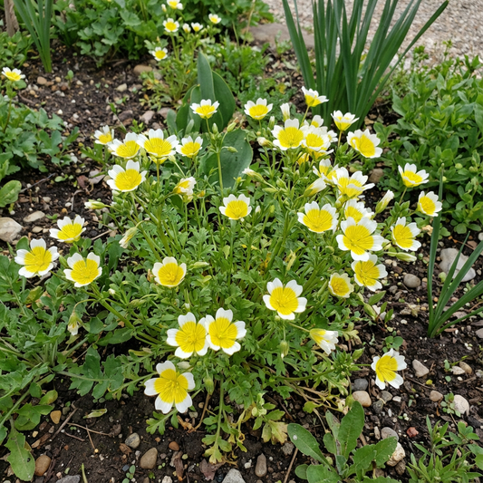 Yellow and White Limnanthes Douglasii Flower Seeds for Easy Planting