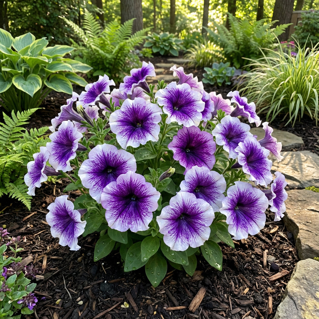 Violet White Petunia Petals Planting Seeds: Delightful Floral Addition for Your Landscape