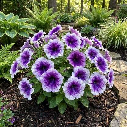 Violet White Petunia Petals Planting Seeds: Delightful Floral Addition for Your Landscape