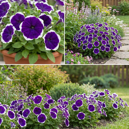 Violet White Petunia Petals Planting Seeds: Delightful Floral Addition for Your Landscape