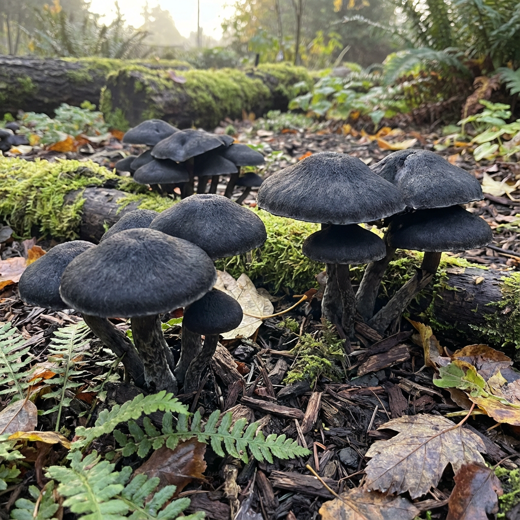 Black Mushrooms Planting Seeds