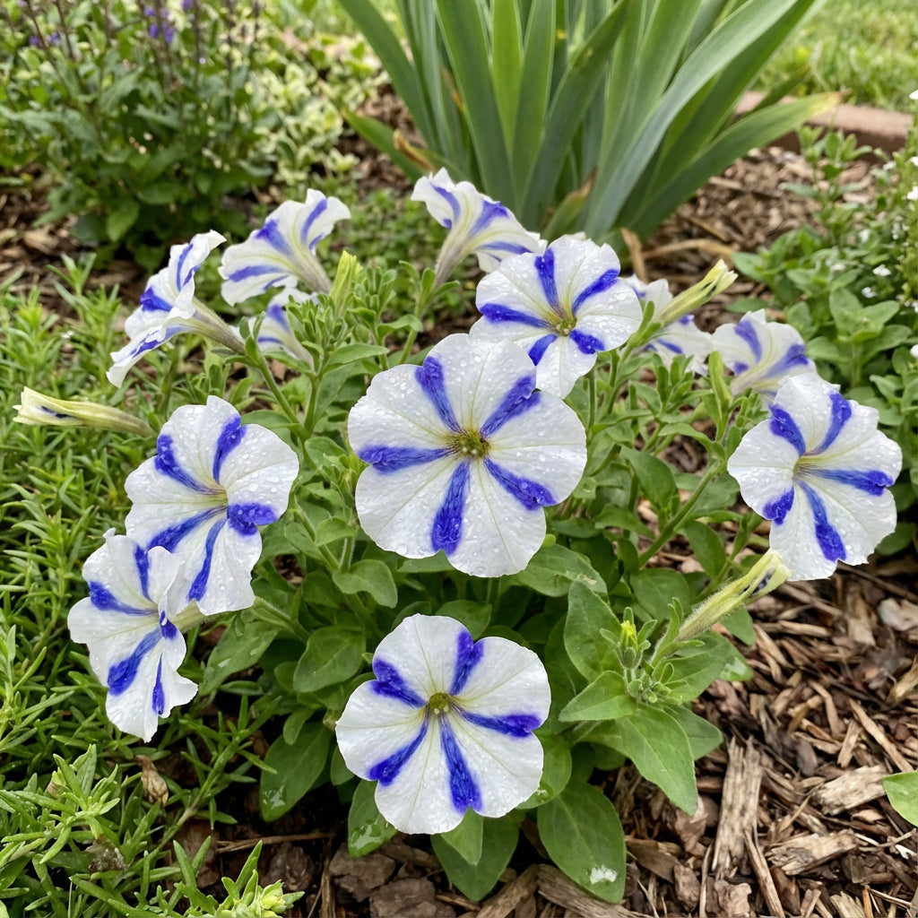 White Blue Star Petunia Flower Seeds for Planting  Seed Ideal for Adding Unique Blooms to Gardens and Outdoor Spaces